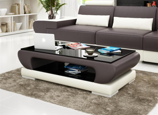 Designerski stolik szklany Skóra Couch Tabela stoły Szkło Sofa Stoły do ​​salonu