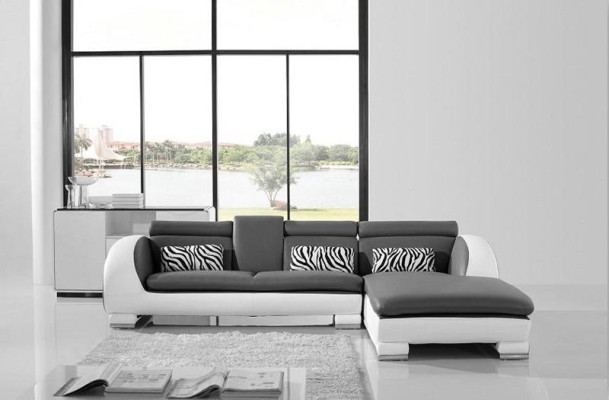 Narożnikowa kanapa Zestaw sofowy Skóra Sofa Kanapa Narożnik Podkładka Stołek Kompletny