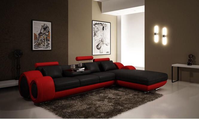 Narożnikowa kanapa Sofa Kanapa Podkładka Żywy krajobraz Skóra Narożnik Sofy Ustawić