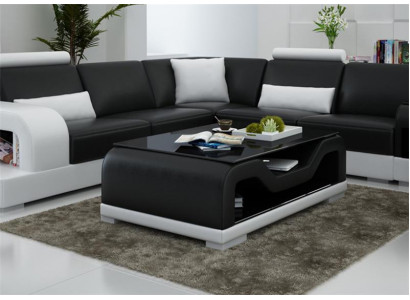 Czarny Stolik Kawowy Szklany Stolik Sofa Nowoczesny Stolik Tapicerowany