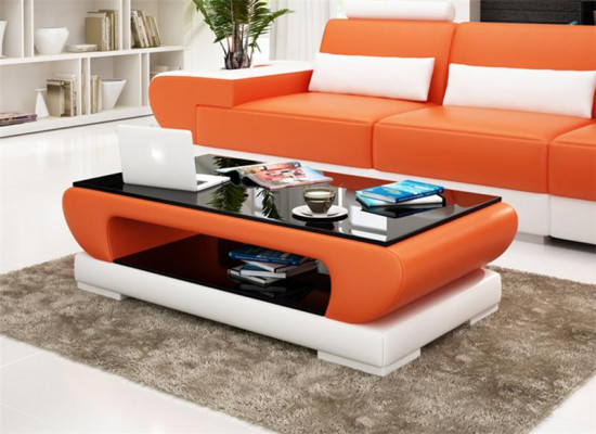 Designerski stolik szklany Skóra Couch Tabela stoły Szkło Sofa Stoły do ​​salonu