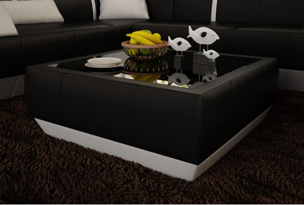 Tapicerowana sofa stoły Czarny stolik kawowy ze szklanym stolikiem nowoczesny
