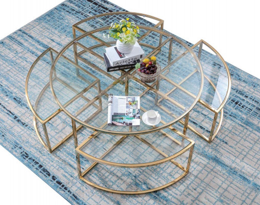 Okrągły designerska szklana sofa, Stal nierdzewna -Sofa-Tabela , Okrągły Design dla do home