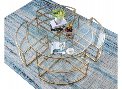 Okrągły designerska szklana sofa, Stal nierdzewna -Sofa-Tabela , Okrągły Design dla do home