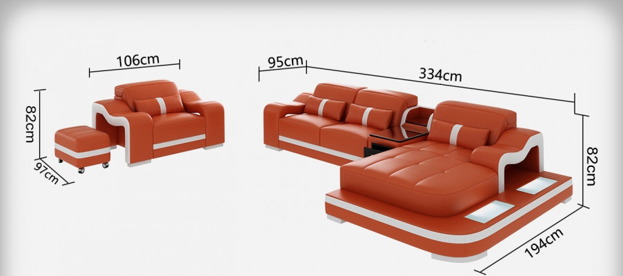 Kompletny zestaw Ustawić narożnik kanapa Zestaw narożny + Tabela + USB Narożnikowa kanapa