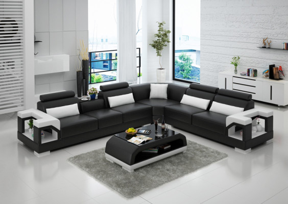 Nowoczesna skórzana sofa kanapa Podkładka Zestaw narożny Narożne sofy kanapy Narożnikowa kanapa + USB