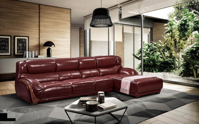 Narożnik Sofa Skóra Podkładka Siedziba Kanapa Ustawić Living Pokój Krajobraz Sofy