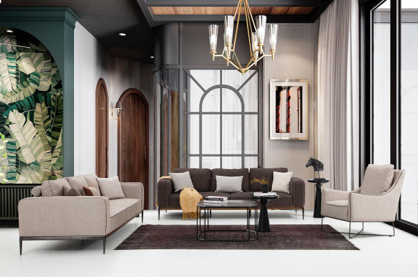 Zestaw sofowy 221 miejsce do siedzenia Sofa Ustawić Sofy Beżowe Fotel Nowoczesny Zestaw