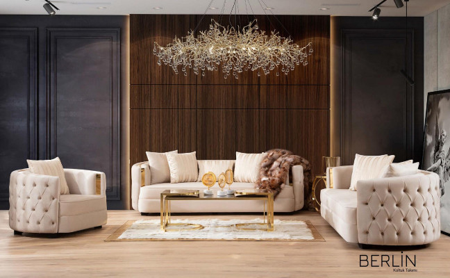 Sofa 3 miejsce do siedzenia Meble Materiał Sofy trzyosobowe Luksusowy design Salon Nowoczesny styl