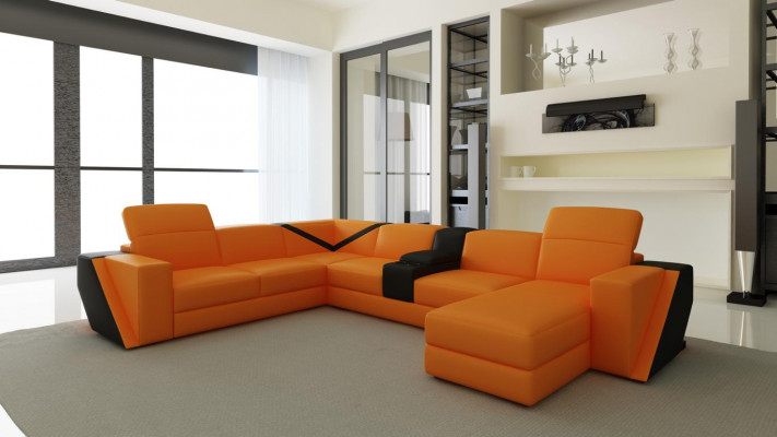 Skórzana sofa sofa kanapa Podkładka Żywy krajobraz Designerska skórzana sofa w kształcie litery U