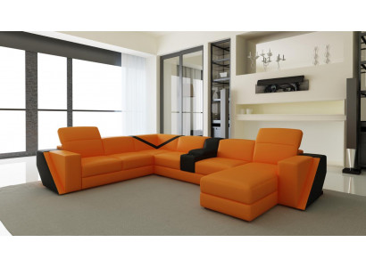 Skórzana sofa sofa kanapa Podkładka Żywy krajobraz Designerska skórzana sofa w kształcie litery U