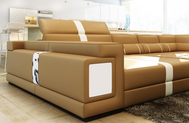 Luksusowy Żywy krajobraz Narożnikowa kanapa Sofa Kanapa Podkładka Skóra Siedziba Kształt U