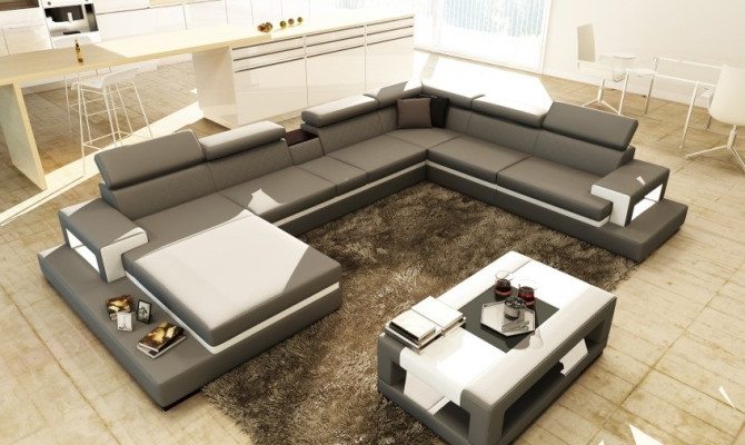 Skórzana sofa sofa Narożnikowa kanapa kanapa w kształcie litery U Żywy krajobraz projektant Siedziba Narożnik LEONARDO-B