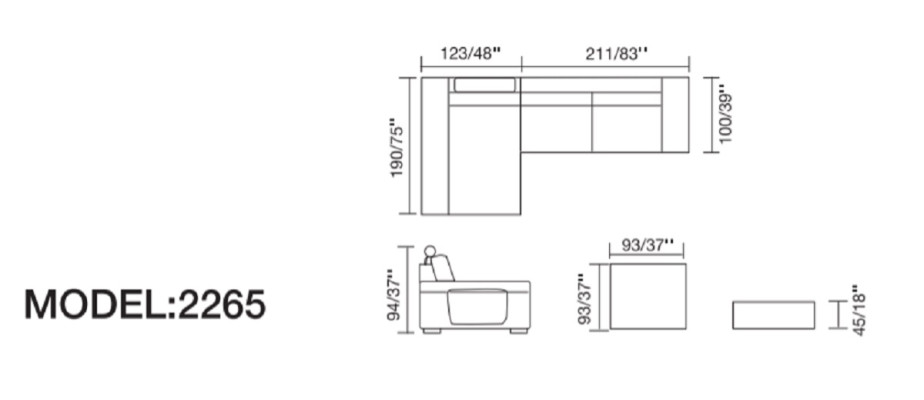 Skórzana sofa sofa kanapa Podkładka Narożnik Ustawić 190x334cm Żywy krajobraz L kształt 2055