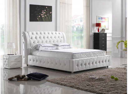 Nowoczesne łóżko hotelowe XXL Design Luksusowe podwójne łóżko Skóra Chesterfield