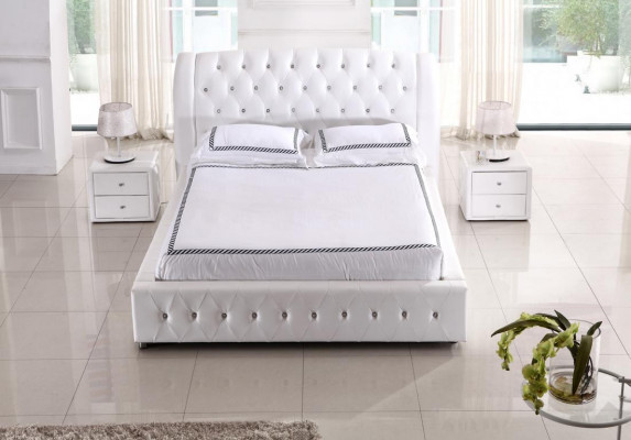 Nowoczesne łóżko hotelowe XXL Design Luksusowe podwójne łóżko Skóra Chesterfield