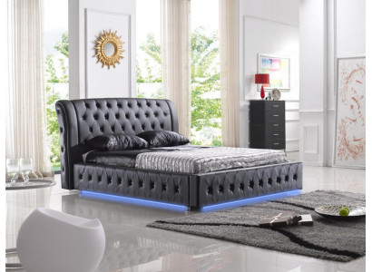 Nowoczesny hotelowy design Łóżko XXL Luksusowe podwójne łóżko Skóra Chesterfield