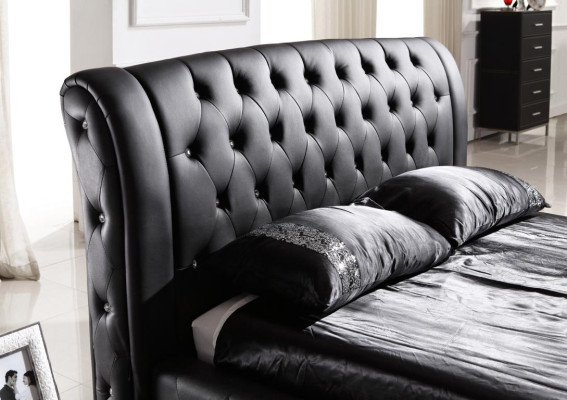 Nowoczesny hotelowy design Łóżko XXL Luksusowe podwójne łóżko Skóra Chesterfield