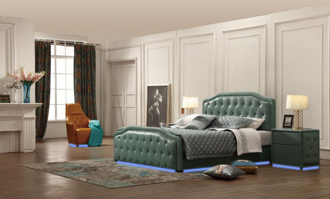 Nowoczesny design hotelu Łóżko XXL luksusowe podwójne łóżko Skóra Chesterfield 180x200cm