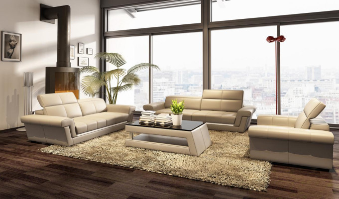Skórzana sofa kanapa Żywy krajobraz 3 miejsce siedzące Design Modern Sofa 5136_3ER