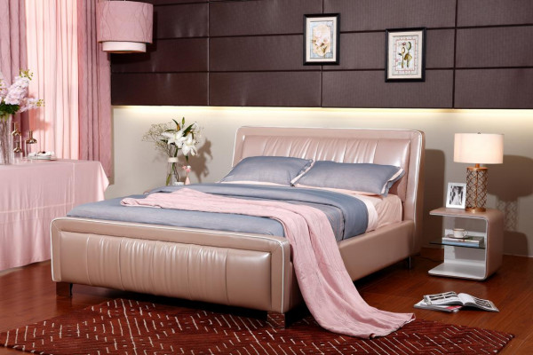 Designerskie Podwójne łóżko łóżko Sypialnia Skóra Hotel Luxury Podkładka