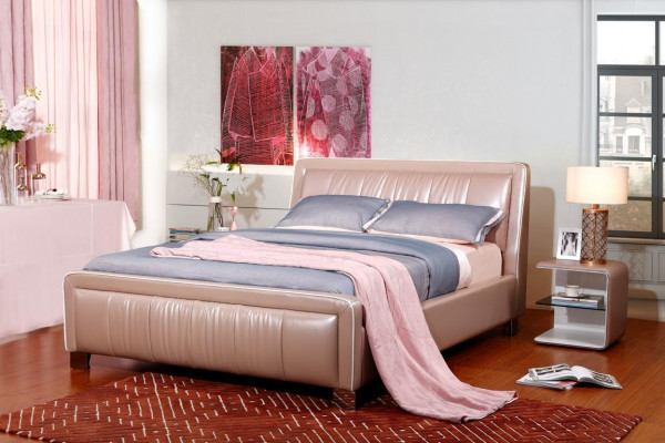 Designerskie Podwójne łóżko łóżko Sypialnia Skóra Hotel Luxury Podkładka