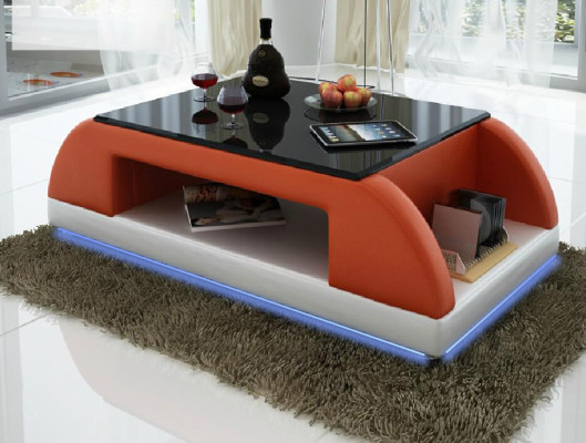 Nowoczesna kanapa Podkładka Skóra Tabela Living Room Side Szkło stoły Kawa