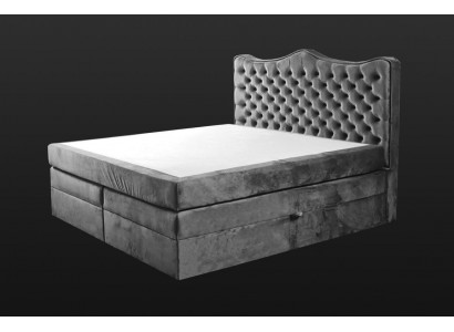 Rama łóżka szara Chesterfield Sypialnia design elegancki materiał klasyczne Meble