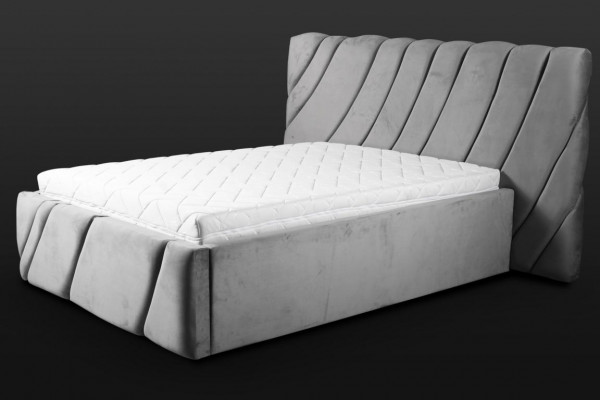 Szare łóżko Aksamit łóżko Podwójne łóżko 140x200 Design bed Meble hotelowe