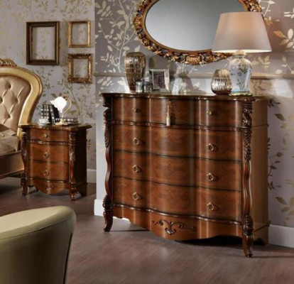 Łóżko Podwójne Stolik nocny Szafa Kredens Sypialnia Meble 5-częściowe.