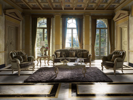 Zestaw wypoczynkowy 3+2+1 miejsce do siedzenia Meble Podkładka Włókienniczy Włoski projekt Chesterfield