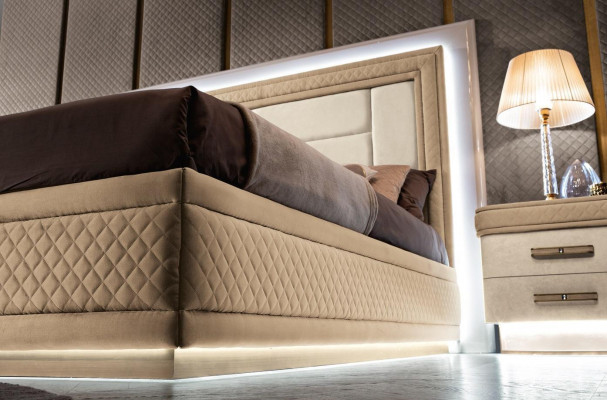 Design Meble Modern Luxury łóżka New Łóżko 2x Stolik nocny 3 szt. Zestaw Sypialni