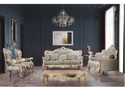 Chesterfield Zestaw sofowy 3+3+1+1 Siedziba stolik kawowy Classic Sofa Podkładka Siedziba