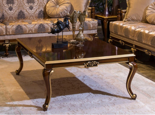 Luksusowy stolik kawowy Brązowy stoliki do salonu Drewno Tabela Meble