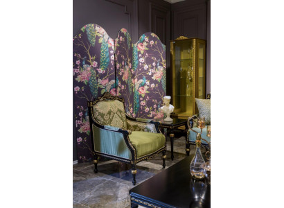 Fotel Classic Relaks Materiał Lounge Włókienniczy miejsce do siedzenia Luxury Siedziba Baroque Green