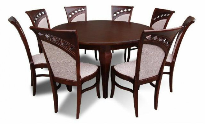 Stół obiadowy + 8 Krzesła jadalnia Zestaw Dining Group Okrągły Okrągły Tabela stoły Nowość