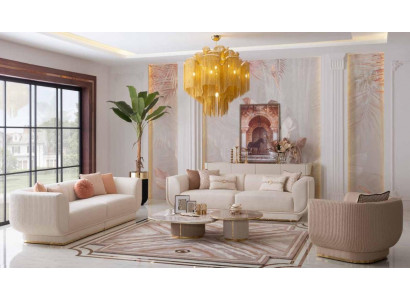 Zestaw sofowy 3+3+1 Siedziba Kanapa Poduszka do siedzenia Design Luxury Meble Nowość