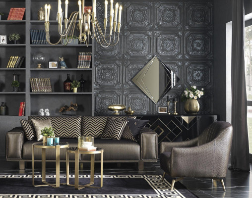 Design Zestaw sofowy 3+2+1 miejsce do siedzenia Modern Fotel Luxury Meble Material Gold