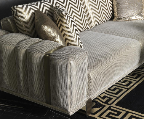 Design Zestaw sofowy 3+2+1 miejsce do siedzenia Modern Fotel Luxury Meble Material Gold