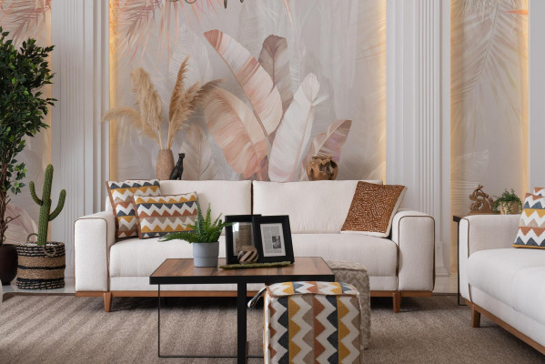 Stylowy Zestaw sofowy 3+2+1 Siedziba Fotel Wysokiej Jakości Meble Luxury Design
