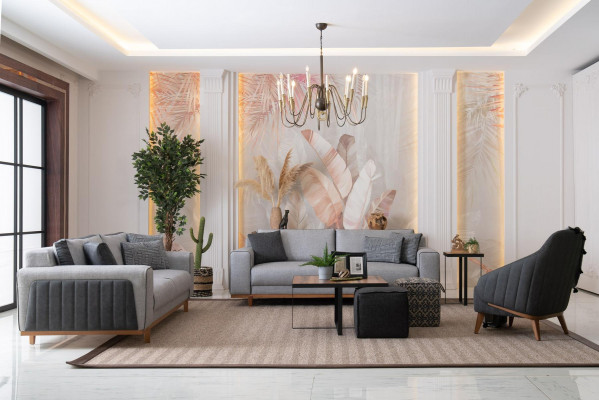 Luksusowy Zestaw sofowy 3+2+1 Nowoczesna Kanapa Sofa Podkładka Design Lounge Meble