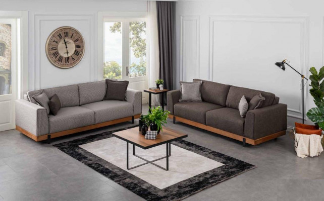 Luksusowy zestaw sofowy brązowa sofa 3+3 miejsce do siedzenia sofa materiałowa luksusowy design