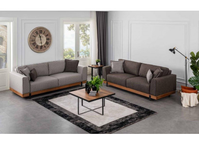Luksusowy zestaw sofowy brązowa sofa 3+3 miejsce do siedzenia sofa materiałowa luksusowy design