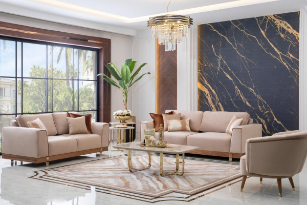 Luksusowy Zestaw sofowy 3+2+1 Siedziba Fotel Couch Podkładka Meble Design 3-częściowa.