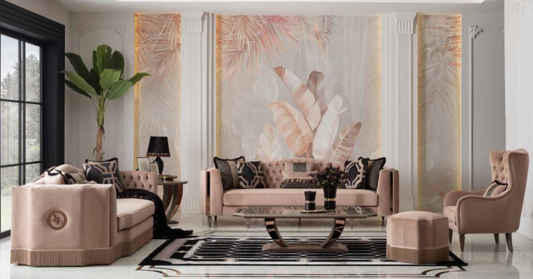 Luksusowy Zestaw sofowy 4+3+1 Zestaw Fotel Modern Design Chesterfield Meble