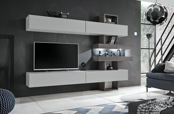 Meble do salonu Kompletne meble rtv Szafka modułowa Ścienna Drewno Designerskie meble