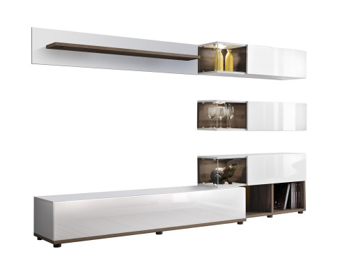 Jednostka ścienna Design półka ścienna stojak TV Półka salon Meble drewniane