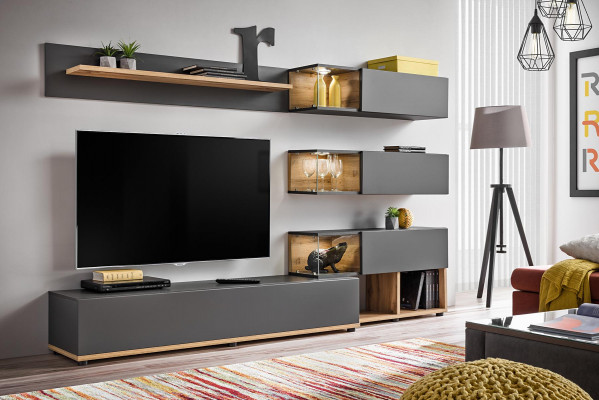 Luksusowa jednostka ścienna półka ścienna Półka salon stojak TV Modern Drewno Designer