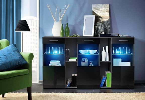 Czarny Kredens Designerski Kredens do Salonu Nowoczesne Drewno Meble