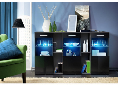 Czarny Kredens Designerski Kredens do Salonu Nowoczesne Drewno Meble